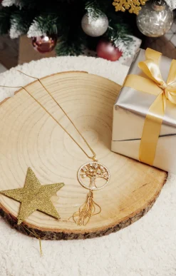 Toscane Boutique Accessoires|Sautoir doré arbre de vie strass DORE