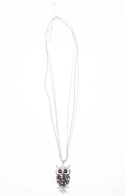 Toscane Boutique Accessoires|Sautoir hibou multi chaine ARGENT