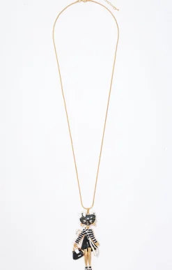 Toscane Boutique Accessoires|Sautoir poupée chat chic NOIR