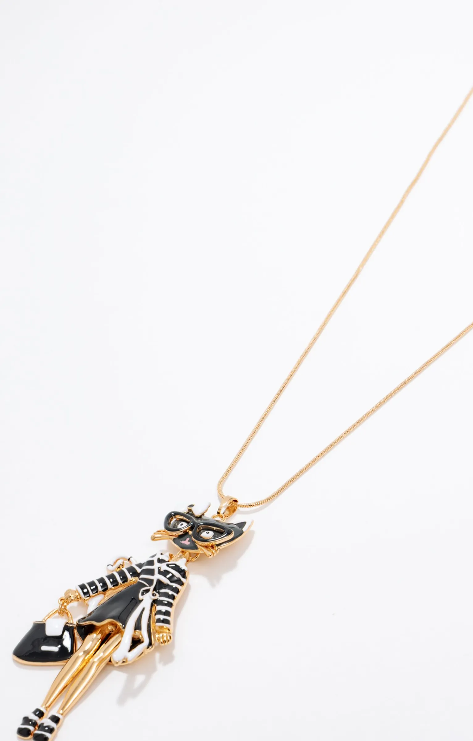 Toscane Boutique Accessoires|Sautoir poupée chat chic NOIR