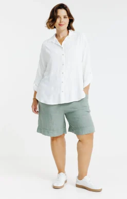 Toscane Boutique Pantalons|Short large en lin KAKI CLAIR