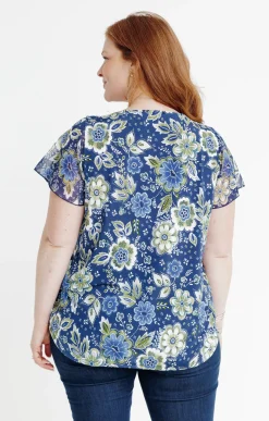 Toscane Boutique Tee-shirts|Tee-shirt à imprimé floral BLEU DUR