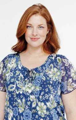 Toscane Boutique Tee-shirts|Tee-shirt à imprimé floral BLEU DUR