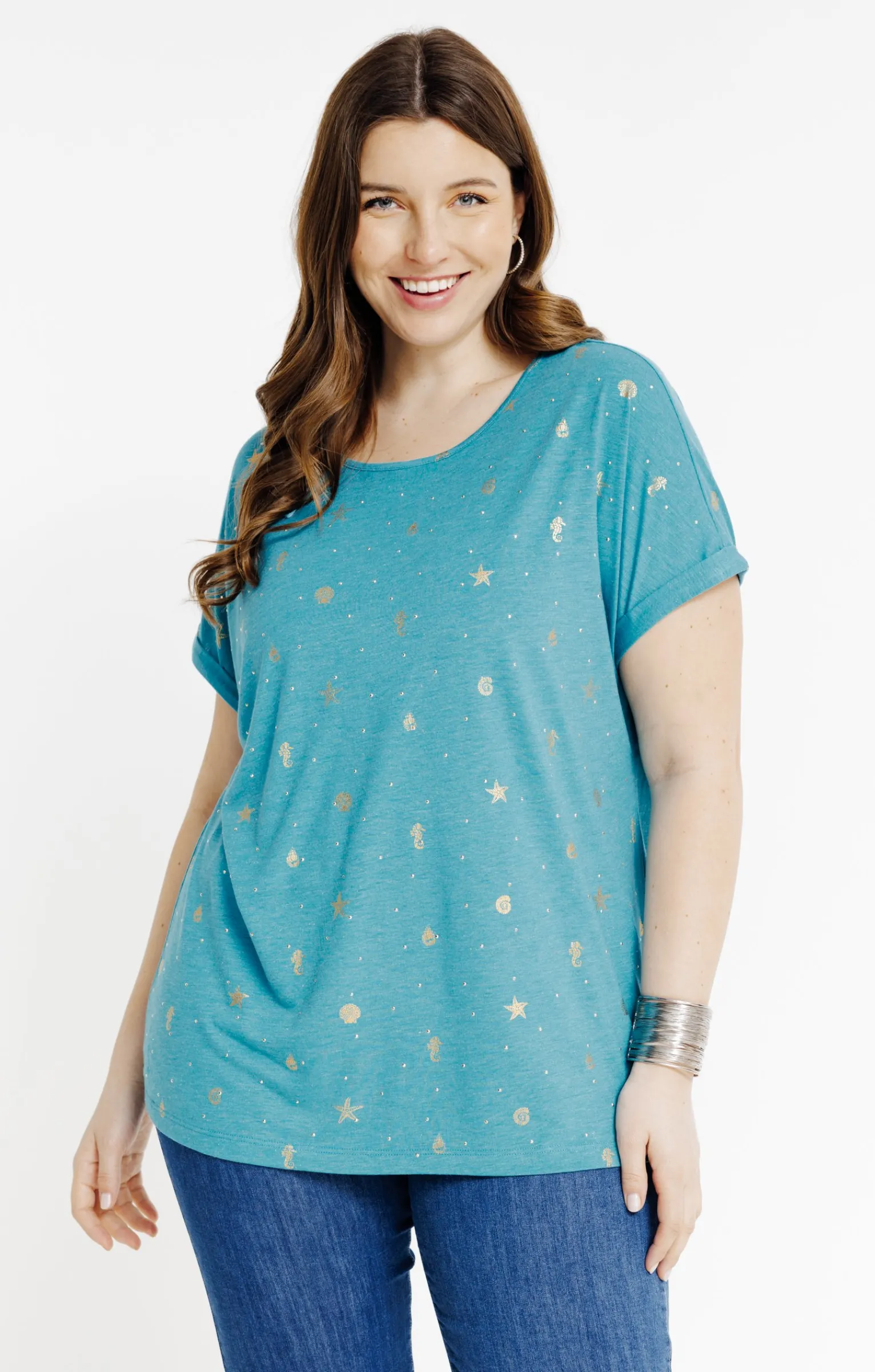 Toscane Boutique Tee-shirts|Tee-shirt à imprimé foil TURQUOISE