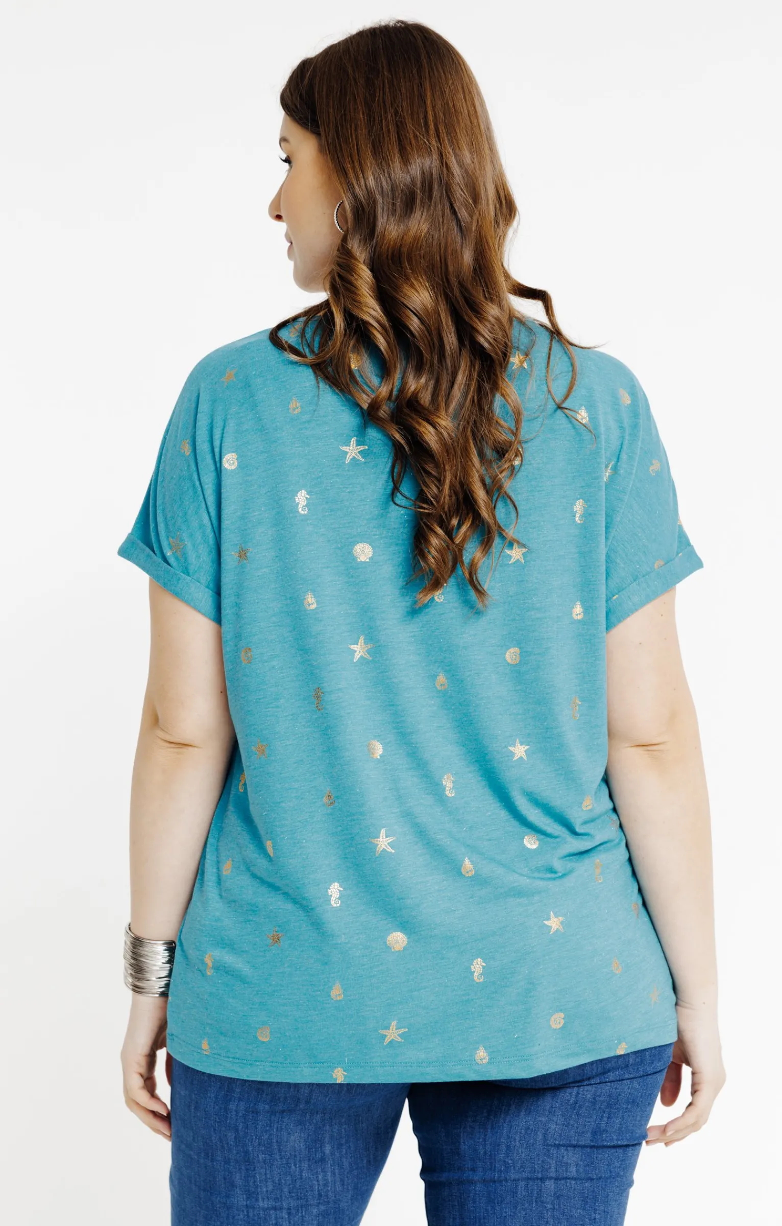 Toscane Boutique Tee-shirts|Tee-shirt à imprimé foil TURQUOISE