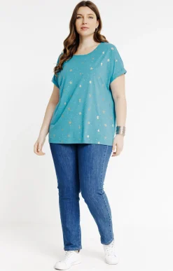 Toscane Boutique Tee-shirts|Tee-shirt à imprimé foil TURQUOISE