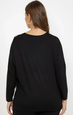 Toscane Boutique Tee-shirts|Tee-shirt bicolore NOIR