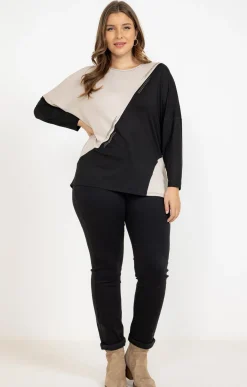 Toscane Boutique Tee-shirts|Tee-shirt bicolore NOIR