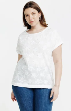 Toscane Boutique Tee-shirts|Tee-shirt bi-matière avec jacquard en 3D BLANC