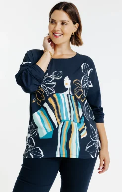 Toscane Boutique Tee-shirts|Tee-shirt bi-matière imprimé MARINE