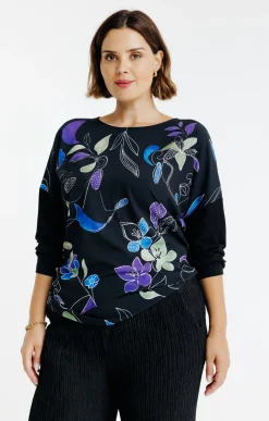 Toscane Boutique Tee-shirts|Tee-shirt bi-matière imprimé visages NOIR