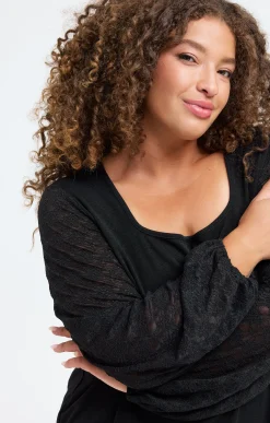 Toscane Boutique Tee-shirts|Tee-shirt col carré NOIR