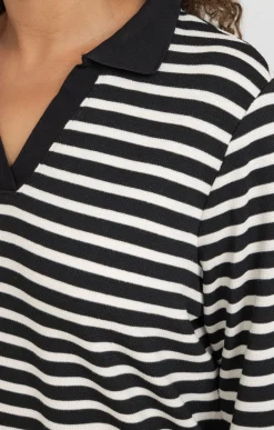 Toscane Boutique Tee-shirts|Tee-shirt forme polo rayé NOIR