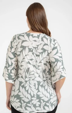 Toscane Boutique Tee-shirts|Tee-shirt forme poncho col V et collier TILLEUL