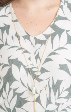 Toscane Boutique Tee-shirts|Tee-shirt forme poncho col V et collier TILLEUL