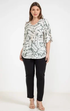 Toscane Boutique Tee-shirts|Tee-shirt forme poncho col V et collier TILLEUL