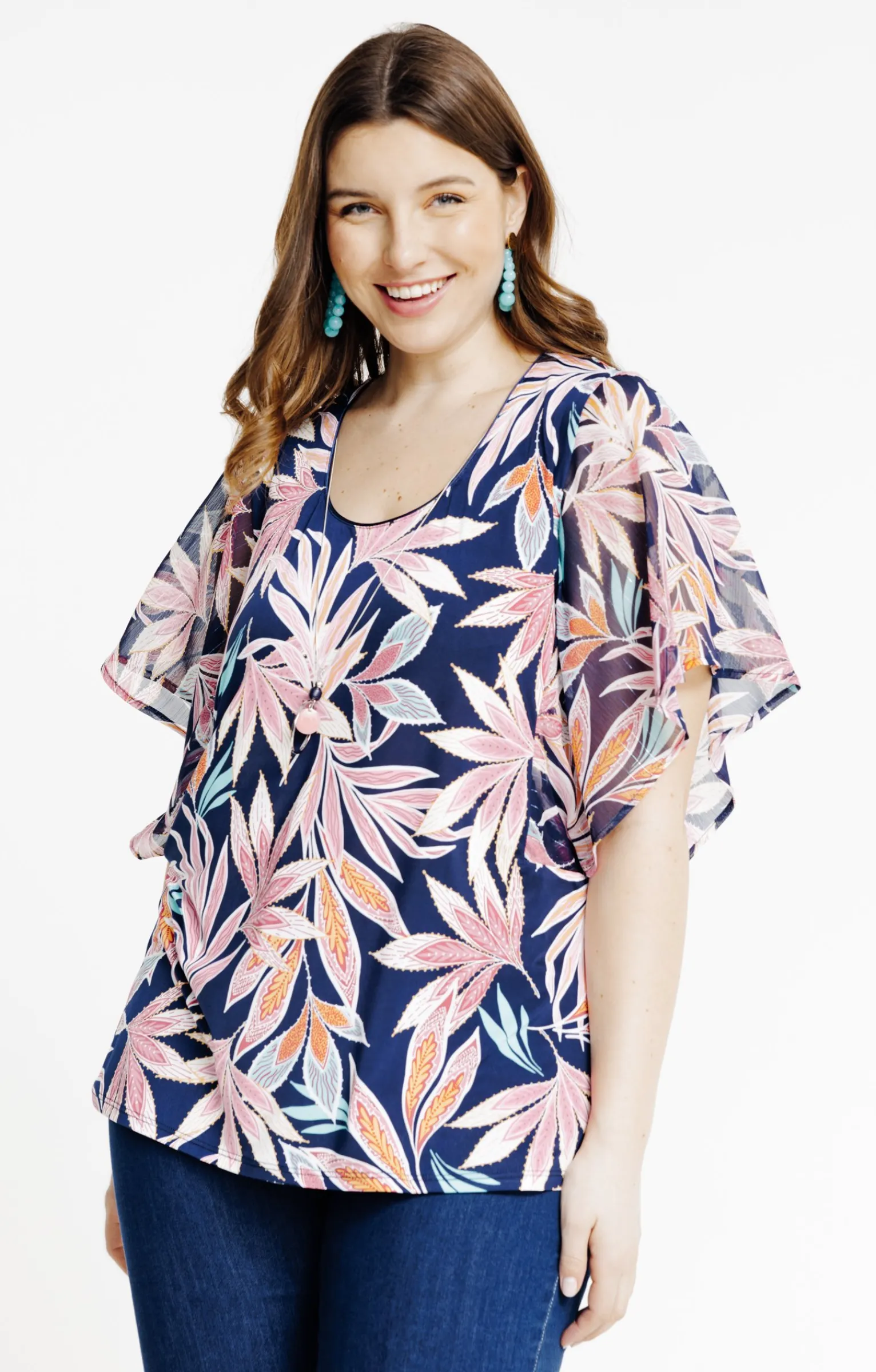 Toscane Boutique Tee-shirts|Tee-shirt forme poncho imprimé ROSE BARBIE