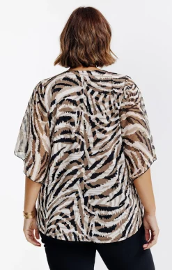 Toscane Boutique Tee-shirts|Tee-shirt forme poncho imprimé NOIR