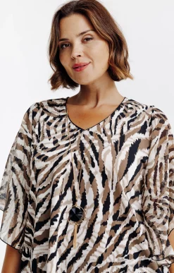 Toscane Boutique Tee-shirts|Tee-shirt forme poncho imprimé NOIR