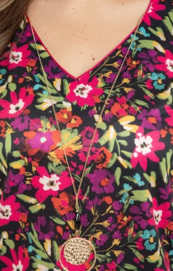 Toscane Boutique Tee-shirts|Tee-shirt imprimé à fleurs et collier CLEMATITE