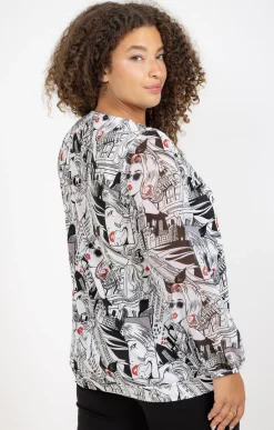 Toscane Boutique Tee-shirts|Tee-shirt imprimé avec collier IVOIRE