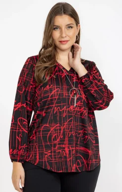 Toscane Boutique Tee-shirts|Tee-shirt imprimé avec collier NOIR