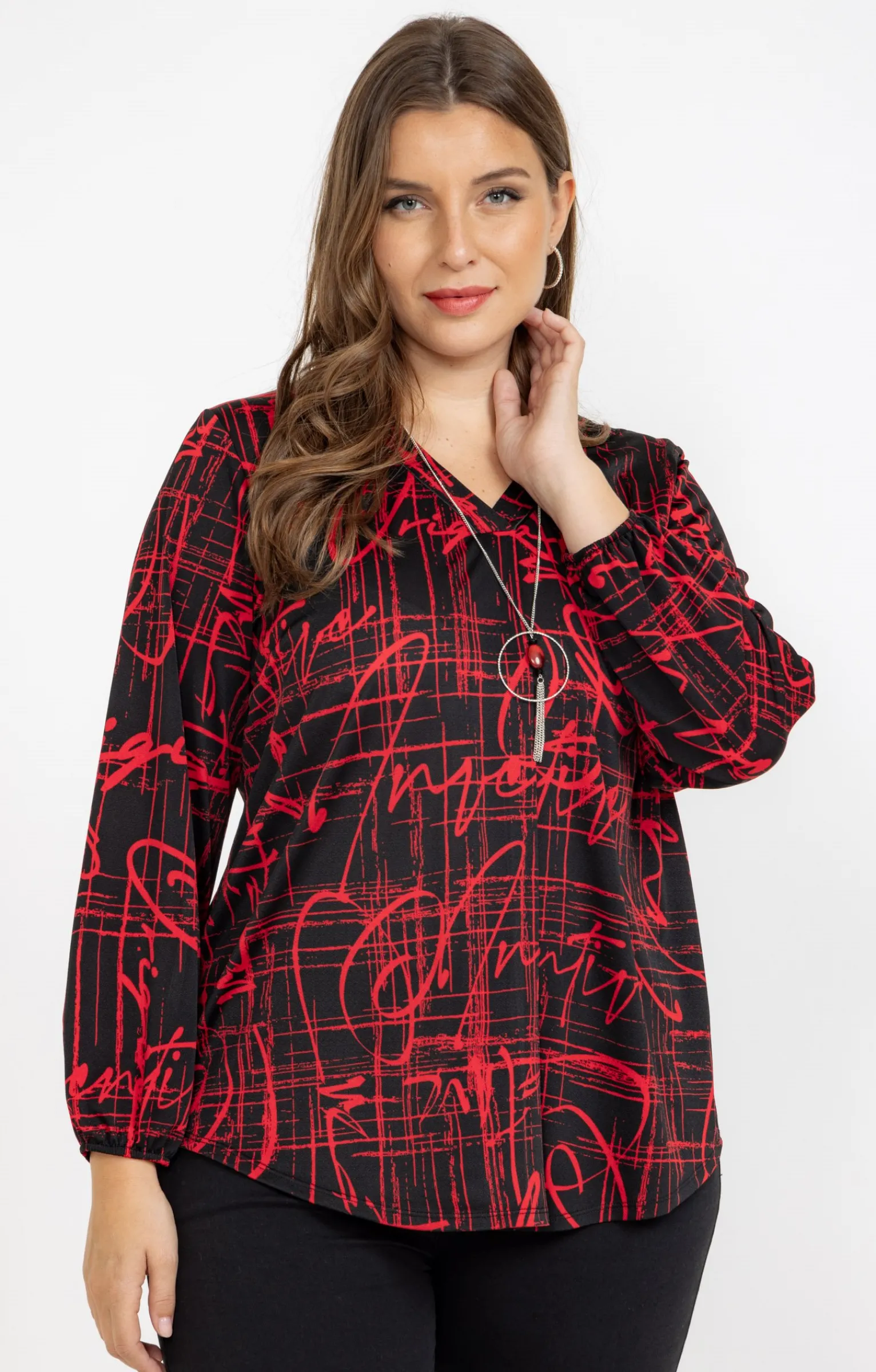 Toscane Boutique Tee-shirts|Tee-shirt imprimé avec collier NOIR