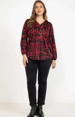 Toscane Boutique Tee-shirts|Tee-shirt imprimé avec collier NOIR