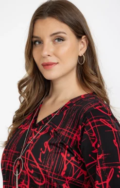 Toscane Boutique Tee-shirts|Tee-shirt imprimé avec collier NOIR