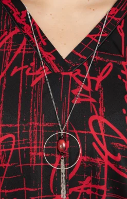 Toscane Boutique Tee-shirts|Tee-shirt imprimé avec collier NOIR