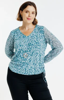 Toscane Boutique Tee-shirts|Tee-shirt imprimé avec collier LAPIS