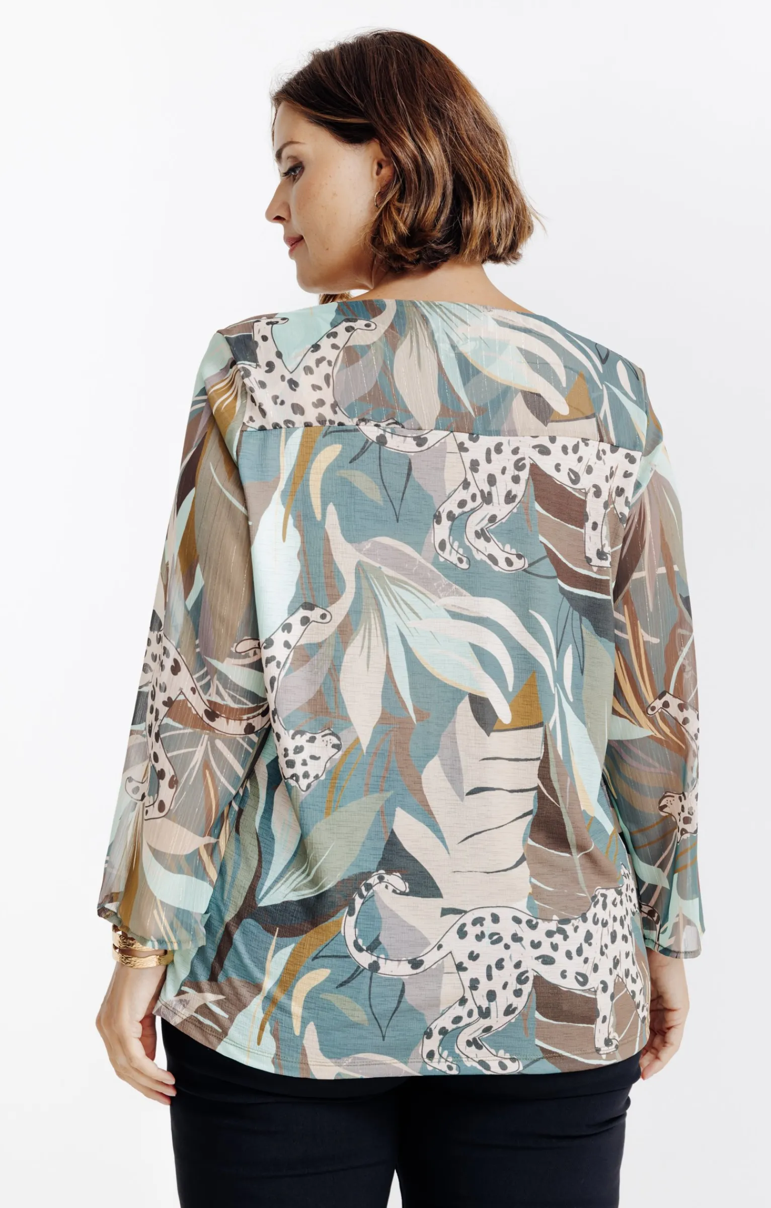 Toscane Boutique Tee-shirts|Tee-shirt imprimé avec lurex VERT DE GRIS