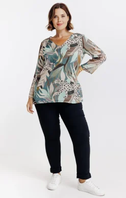 Toscane Boutique Tee-shirts|Tee-shirt imprimé avec lurex VERT DE GRIS