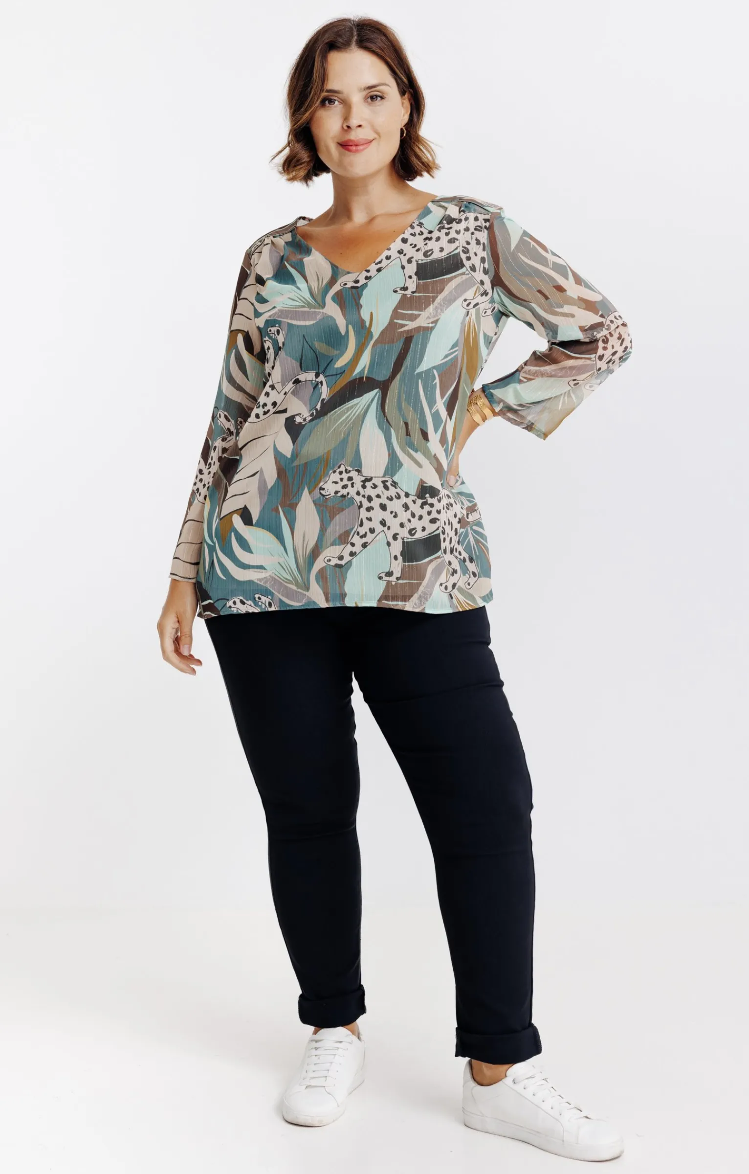 Toscane Boutique Tee-shirts|Tee-shirt imprimé avec lurex VERT DE GRIS