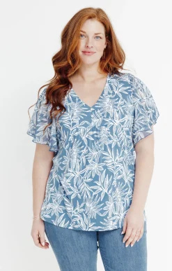 Toscane Boutique Tee-shirts|Tee-shirt imprimé bicolore BLEU