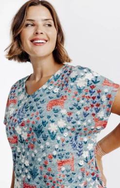 Toscane Boutique Tee-shirts|Tee-shirt imprimé chats KAKI CLAIR