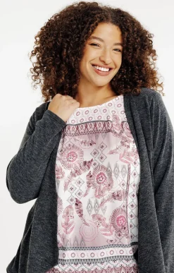 Toscane Boutique Tee-shirts|Tee-shirt imprimé 2-en-1 avec gilet ANTHRACITE