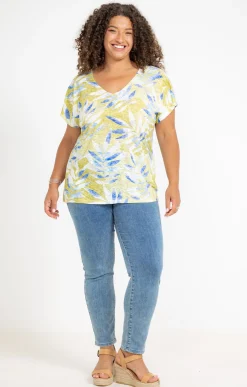 Toscane Boutique Tee-shirts|Tee-shirt imprimé feuillage SMOKE GREEN