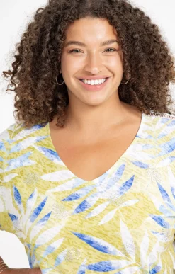 Toscane Boutique Tee-shirts|Tee-shirt imprimé feuillage SMOKE GREEN