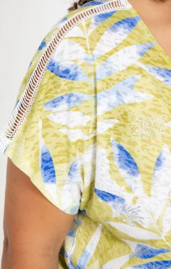 Toscane Boutique Tee-shirts|Tee-shirt imprimé feuillage SMOKE GREEN