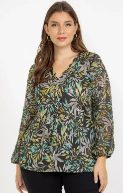 Toscane Boutique Tee-shirts|Tee-shirt imprimé feuillage KAKI