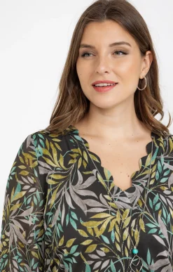 Toscane Boutique Tee-shirts|Tee-shirt imprimé feuillage KAKI