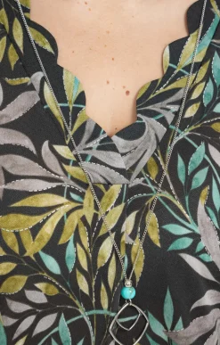 Toscane Boutique Tee-shirts|Tee-shirt imprimé feuillage KAKI