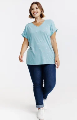 Toscane Boutique Tee-shirts|Tee-shirt imprimé libellules CELADON