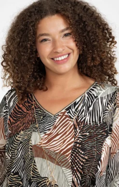 Toscane Boutique Tee-shirts|Tee-shirt imprimé végétal et collier KAKI