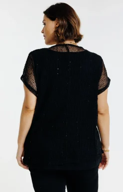 Toscane Boutique Tee-shirts|Tee-shirt maille ajourée NOIR