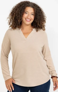 Toscane Boutique Tee-shirts|Tee-shirt maille chaude BEIGE