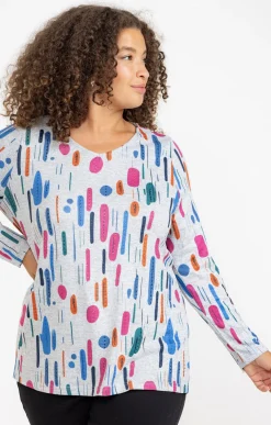 Toscane Boutique Tee-shirts|Tee-shirt maille chaude col V GRIS