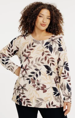 Toscane Boutique Tee-shirts|Tee-shirt maille chaude imprimé BEIGE