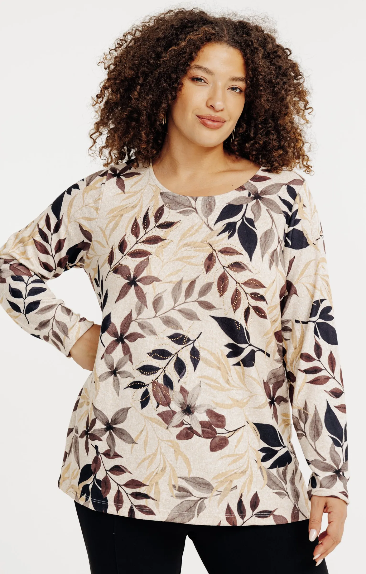 Toscane Boutique Tee-shirts|Tee-shirt maille chaude imprimé BEIGE